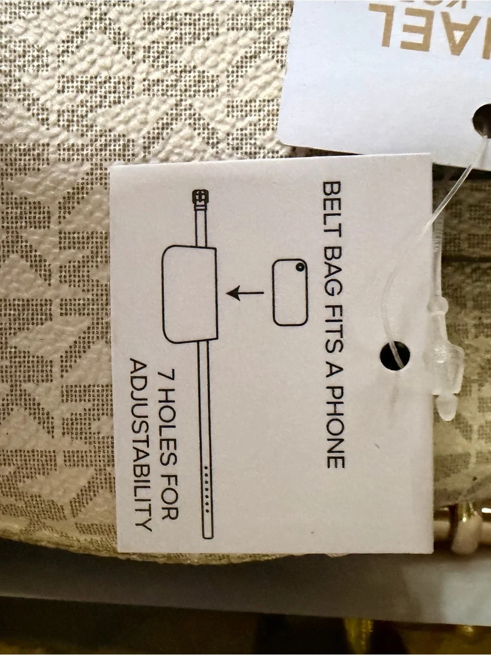 New Michael Kors Monogram Belt Bag clutch Cream Brown Stripe crossbody L/XL
